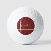Eenvoudige donkerrode en gouden minimalistische aa golfballen (Voorkant)