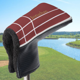 Eenvoudige donkerrode en gouden minimalistische aa golfheadcover