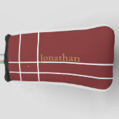 Eenvoudige donkerrode en gouden minimalistische aa golfheadcover (Voorkant)