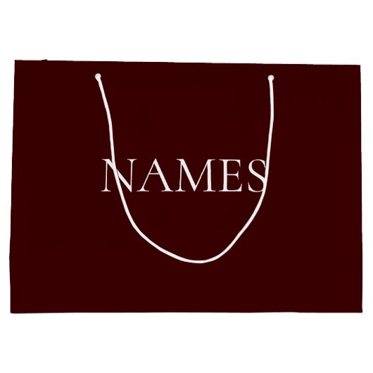 Eenvoudige donkerrode en witte aangepaste scriptna groot cadeauzakje (Achterkant)