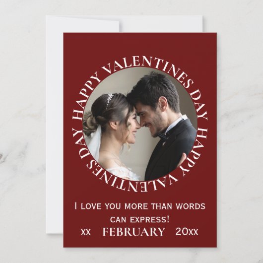 Eenvoudige donkerrode foto Valentijnsdag Kaart (Voorkant)