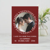 Eenvoudige donkerrode foto Valentijnsdag Kaart (Staand voorkant)