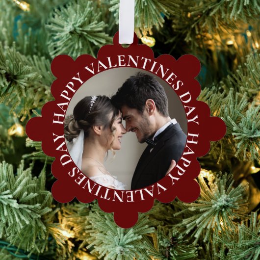 Eenvoudige donkerrode foto Valentijnsdag Ornament Kaart (Insitu (Drie))
