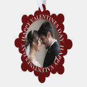 Eenvoudige donkerrode foto Valentijnsdag Ornament Kaart (Links)
