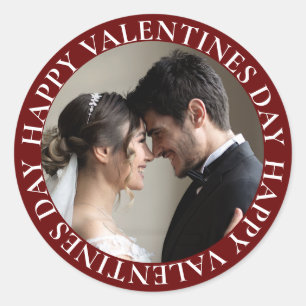 Eenvoudige donkerrode foto Valentijnsdag Ronde Sticker