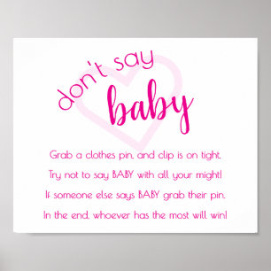 Eenvoudige Dont Say Baby Heet Roze Douche Spel Poster