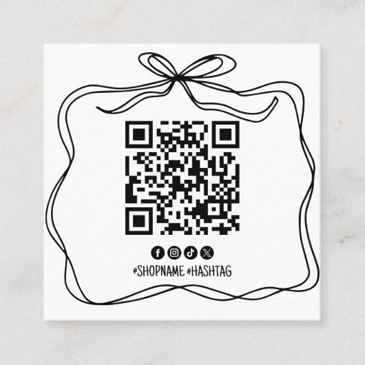 Eenvoudige Doodle Boog Uw Logo Social Media QR Cod Vierkante Visitekaartje (Voorkant)