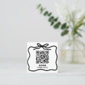 Eenvoudige Doodle Bow Ribbon sociale media QR-code Vierkante Visitekaartje (Staand voorkant)