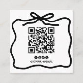 Eenvoudige Doodle Bow Ribbon sociale media QR-code Vierkante Visitekaartje (Voorkant)