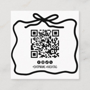 Eenvoudige Doodle Bow Ribbon sociale media QR-code Vierkante Visitekaartje