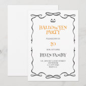 eenvoudige doodle halloweenfeest uitnodiging (Voorkant / Achterkant)
