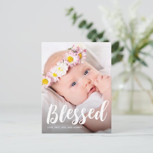 Eenvoudige doop Dank U met Kruisfoto Briefkaart (Staand voorkant)