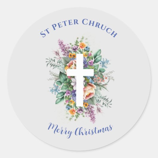 Eenvoudige Doop Vrolijk Kerstfeest aangepaste naam Ronde Sticker (Voorkant)