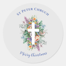 Eenvoudige Doop Vrolijk Kerstfeest aangepaste naam Ronde Sticker