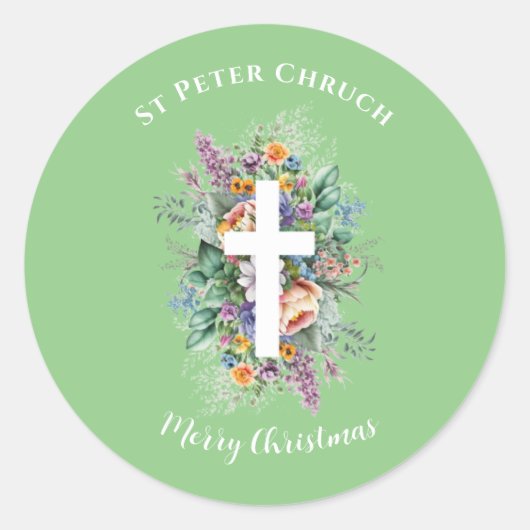 Eenvoudige Doop Vrolijk Kerstfeest aangepaste naam Ronde Sticker (Voorkant)