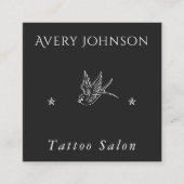 Eenvoudige drager en sterren Tattoo artiest Salon  Vierkante Visitekaartje (Voorkant)