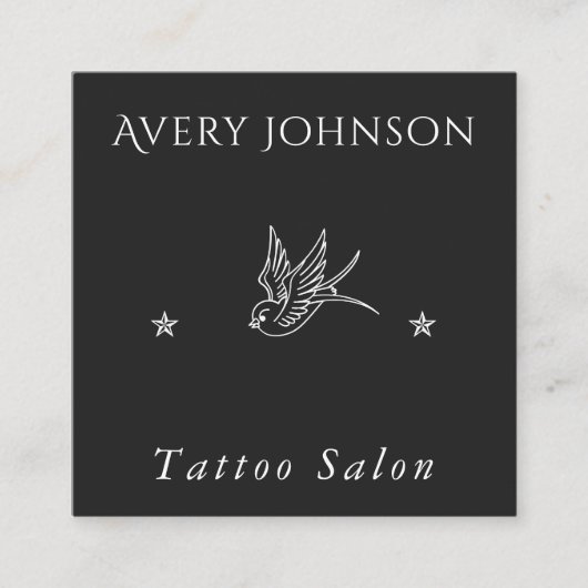 Eenvoudige drager en sterren Tattoo artiest Salon Vierkante Visitekaartje (Voorkant)