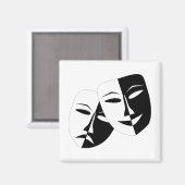 Eenvoudige drama-comedy maskers die koffie bediene magneet (Voorkant / Achterkant)