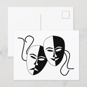 Eenvoudige drama Comedy maskers werken Briefkaart