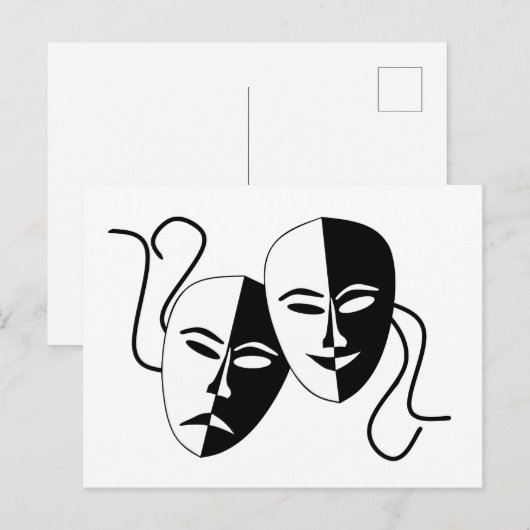 Eenvoudige drama Comedy maskers werken Briefkaart (Voorkant / Achterkant)