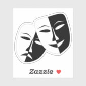 Eenvoudige drama Comedy maskers werken Sticker (Vel)