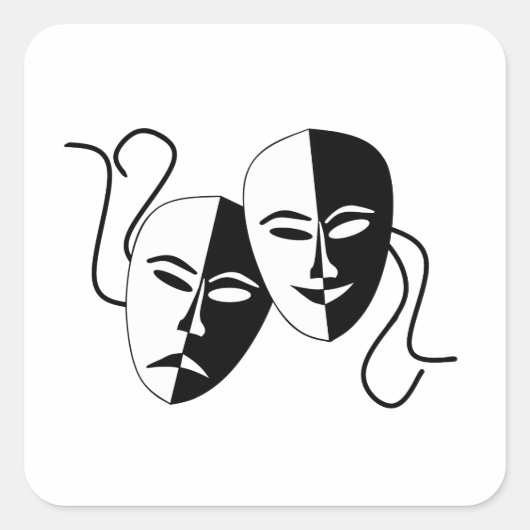 Eenvoudige drama Comedy maskers werken Vierkante Sticker (Voorkant)
