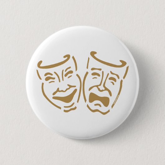 Eenvoudige dramaskers ronde button 5,7 cm (Voorkant)