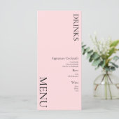 Eenvoudige drankjes Cocktail Wijn Bruiloft Roze Menu (Staand voorkant)
