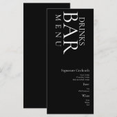 Eenvoudige drankjes Cocktail Wijn Bruiloft Zwart Menu (Voorkant / Achterkant)