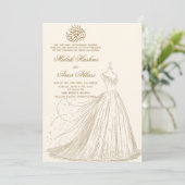Eenvoudige Dress Cream Islamitische Moslim bruilof Kaart (Staand voorkant)