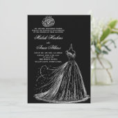 Eenvoudige Dress Zwart Islamitische Moslim bruilof Kaart (Staand voorkant)