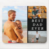 Eenvoudige drie foto Beste vader ooit zwart Muismat (Voorkant)