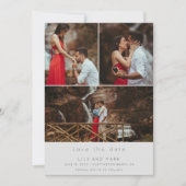 Eenvoudige drie foto-bruiloft bespaart de datum save the date (Voorkant)