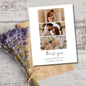 Eenvoudige drie foto bruiloft blanco dank u briefkaart