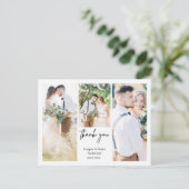 Eenvoudige drie foto bruiloft dank u Briefkaart (Staand voorkant)