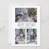 Eenvoudige Drie Foto Familie Feestdagenkaart (Voorkant)