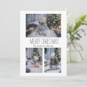 Eenvoudige Drie Foto Familie Feestdagenkaart (Staand voorkant)