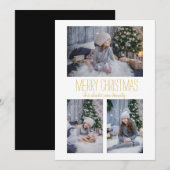Eenvoudige Drie Foto Familie Feestdagenkaart (Voorkant / Achterkant)