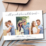 Eenvoudige drie foto liefde en het strand bruiloft save the date<br><div class="desc">Bruiloft bewaar de datumkaarten in een eenvoudige drie foto "liefde en het strand" ontwerp met uw favoriete verloving foto's. Upload je foto's en voeg je namen en trouwdatum toe. Perfect voor het stel dat niet kan wachten om te trouwen op het strand.</div>
