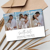 Eenvoudige drie foto strand bruiloft save the date