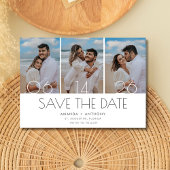 Eenvoudige drie foto strand bruiloft save the date