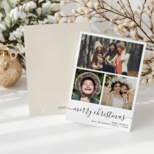 Eenvoudige drie foto vrolijke kerstkaart