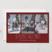 Eenvoudige drie fotofeestdagen, bijtende feestdagenkaart (Voorkant)