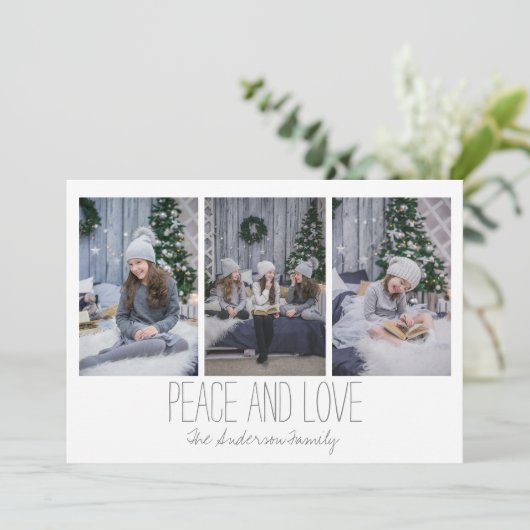 Eenvoudige drie fotofeestdagen, bijtende feestdagenkaart (Staand voorkant)