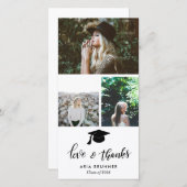 Eenvoudige drie foto's met dank voor afgestudeerde aankondiging (Voorkant / Achterkant)