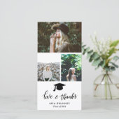 Eenvoudige drie foto's met dank voor afgestudeerde aankondiging (Staand voorkant)