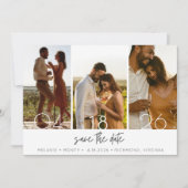 Eenvoudige Drie Foto's Trouw Save the Date (Voorkant)