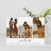 Eenvoudige Drie Foto's Trouw Save the Date (Staand voorkant)