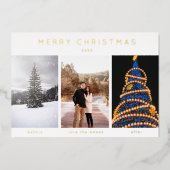 Eenvoudige drie foto's voor kerstmis folie feestdagenkaart (Voorkant)