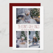 Eenvoudige drie-fotoserie feestdagenkaart (Voorkant / Achterkant)